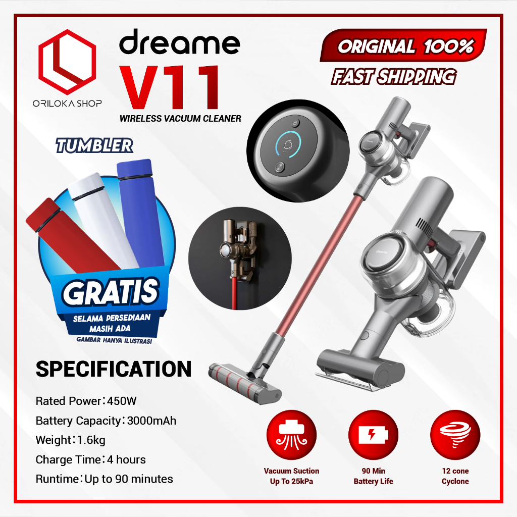 Dreame V11 Vacuum Cleaner Handheld Wireless 25000Pa Penyedot Debu - Garansi Resmi