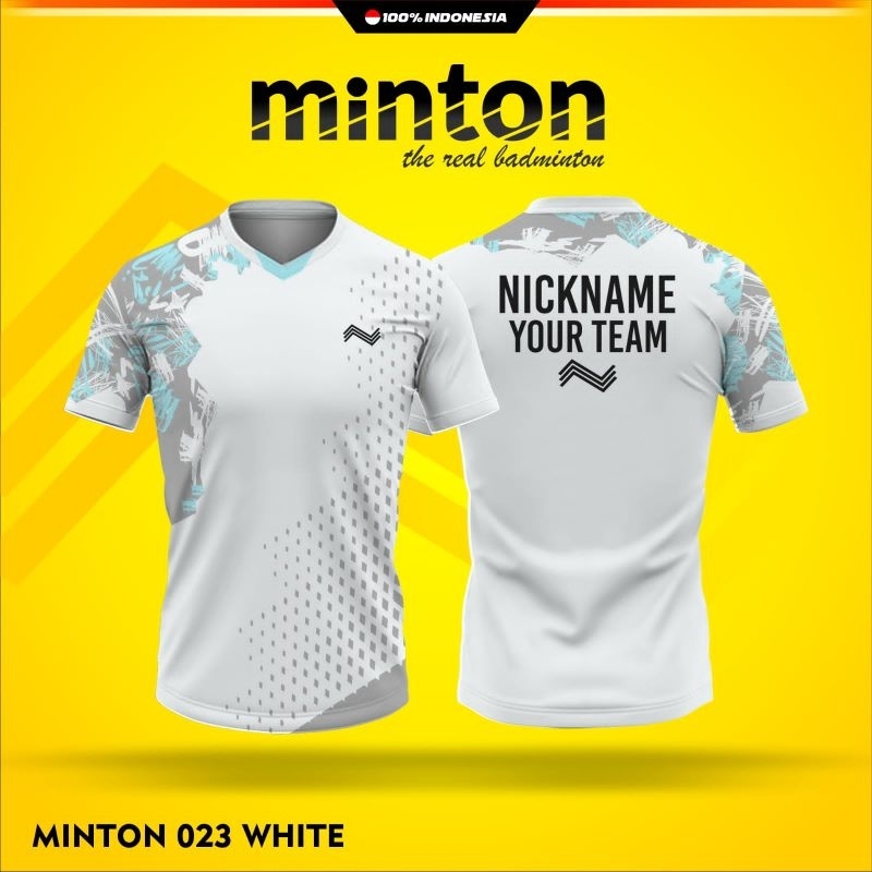 [ ANAK & DEWASA ] MINTON 023 WHITE BAJU MINTON KAOS BADMINTON VOLLY GOWES IMPORT PINGPONG JERSEY ORI