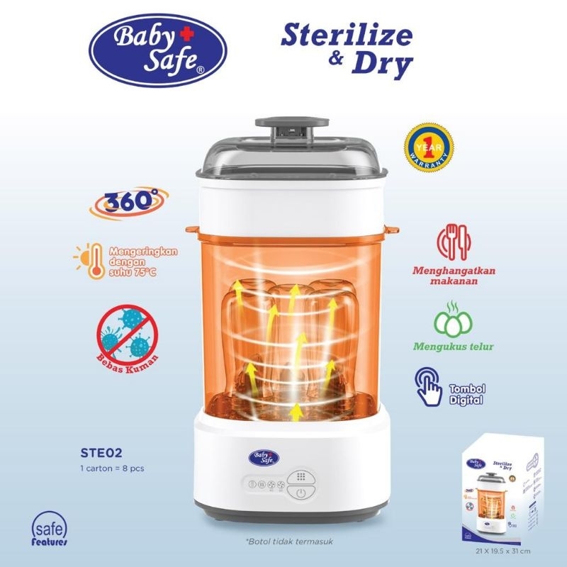 STE02 Baby Safe Sterilizer Dryer Food Warmer / Alat Sterilisasi Peralatan Bayi Babysafe