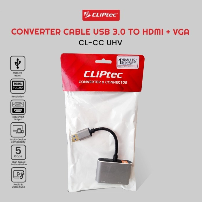 Converter CLIPtec CL-CC UHV Usb 3.0 to Hdmi + Vga