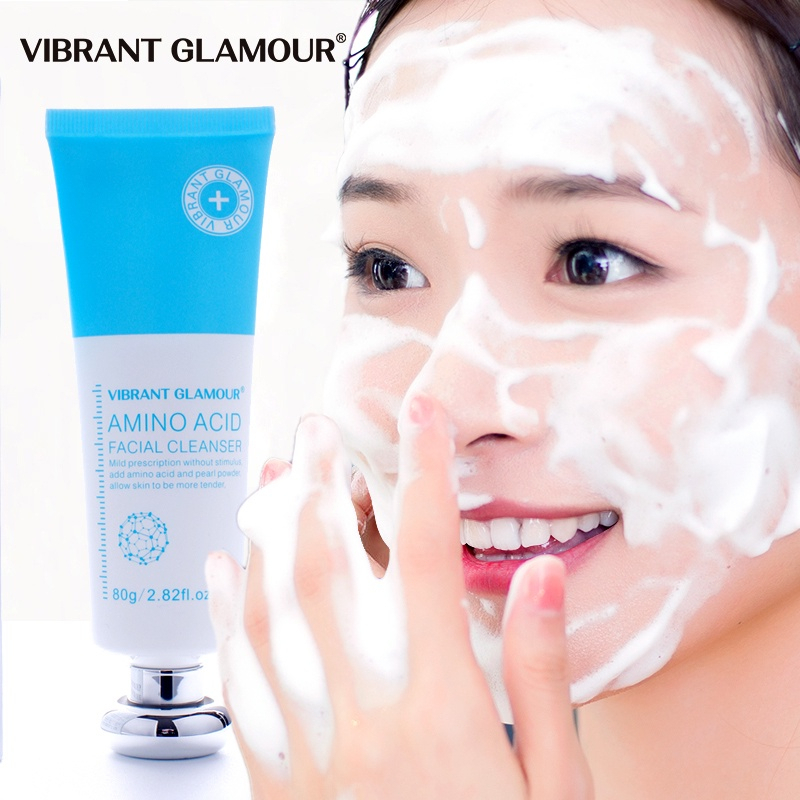 VIBRANT GLAMOUR Amino Acid Facial Cleanser &amp; Pembersih Wajah Whitening Acne Deep Cleansing Non-irritating Face Wash - 80g Original