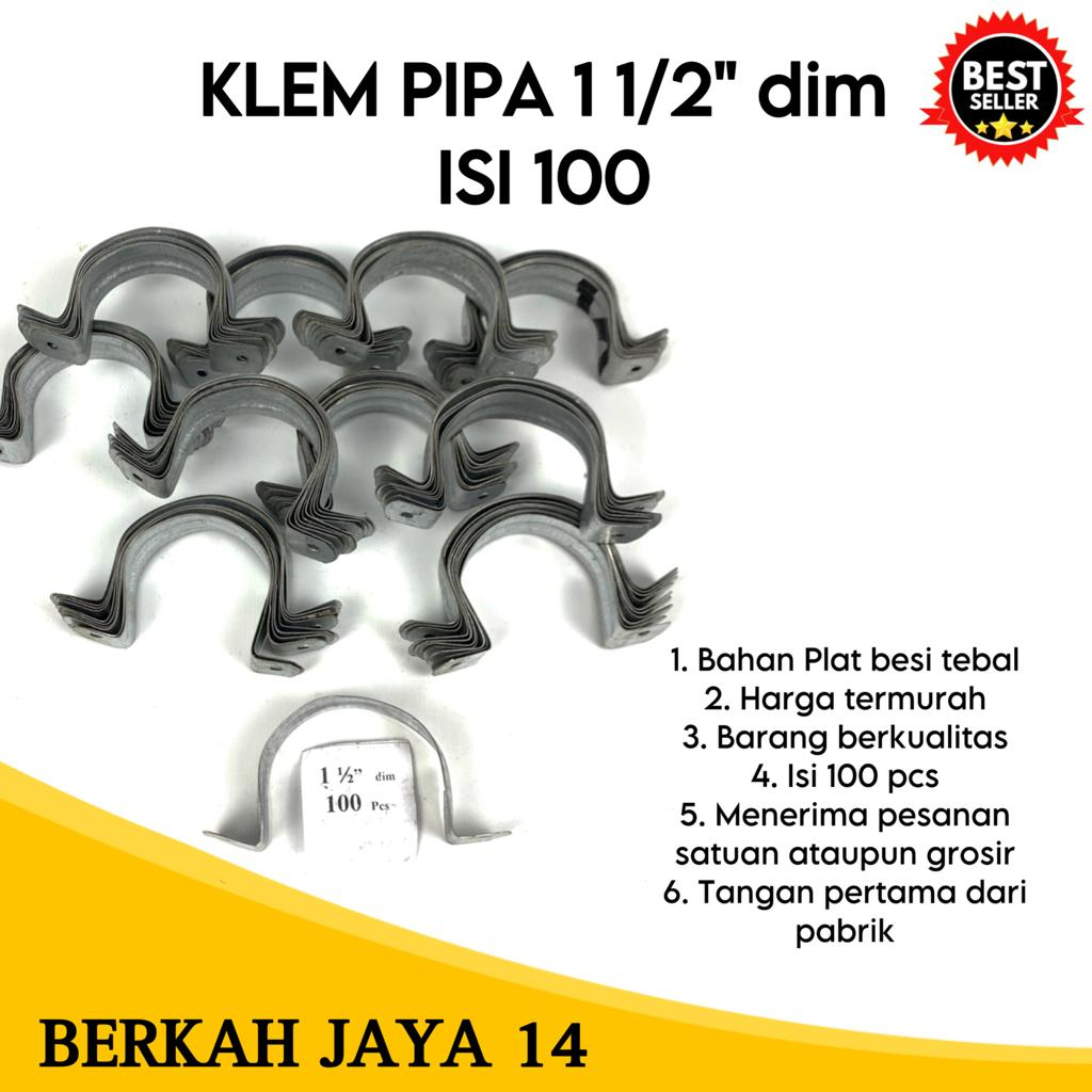 KLEM BESI PLAT PIPA UKURAN 1 1/2 INCH HARGA MURAH BARANG BERKUALITAS ISI 100 BIJI PER PACK TERLARIS