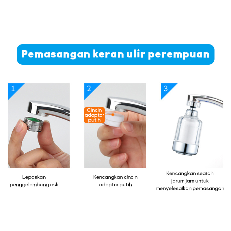 MYN Mall Filter Air Kran Alat / Filter Saringan Air kran Wash Cuci Piring/ Pemurni air kartrid keramik /Filter Keran Pemurni Air Untuk Kamar Mandi / Dapur