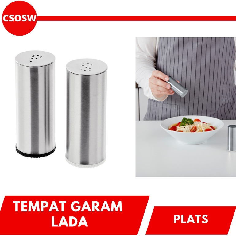 

IKPLATS Tempat Garam Lada Set 2 shaker garam/lada hitam, baja tahan karat