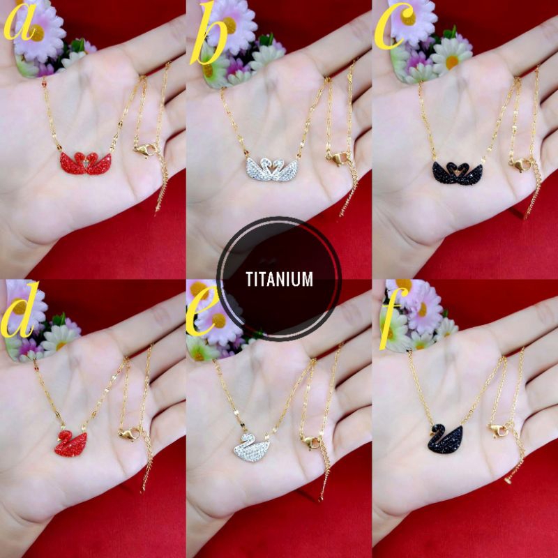 Kalung Titanium Gold Motif Angsa Perhiasan Fashion Wanita Import 1104a5