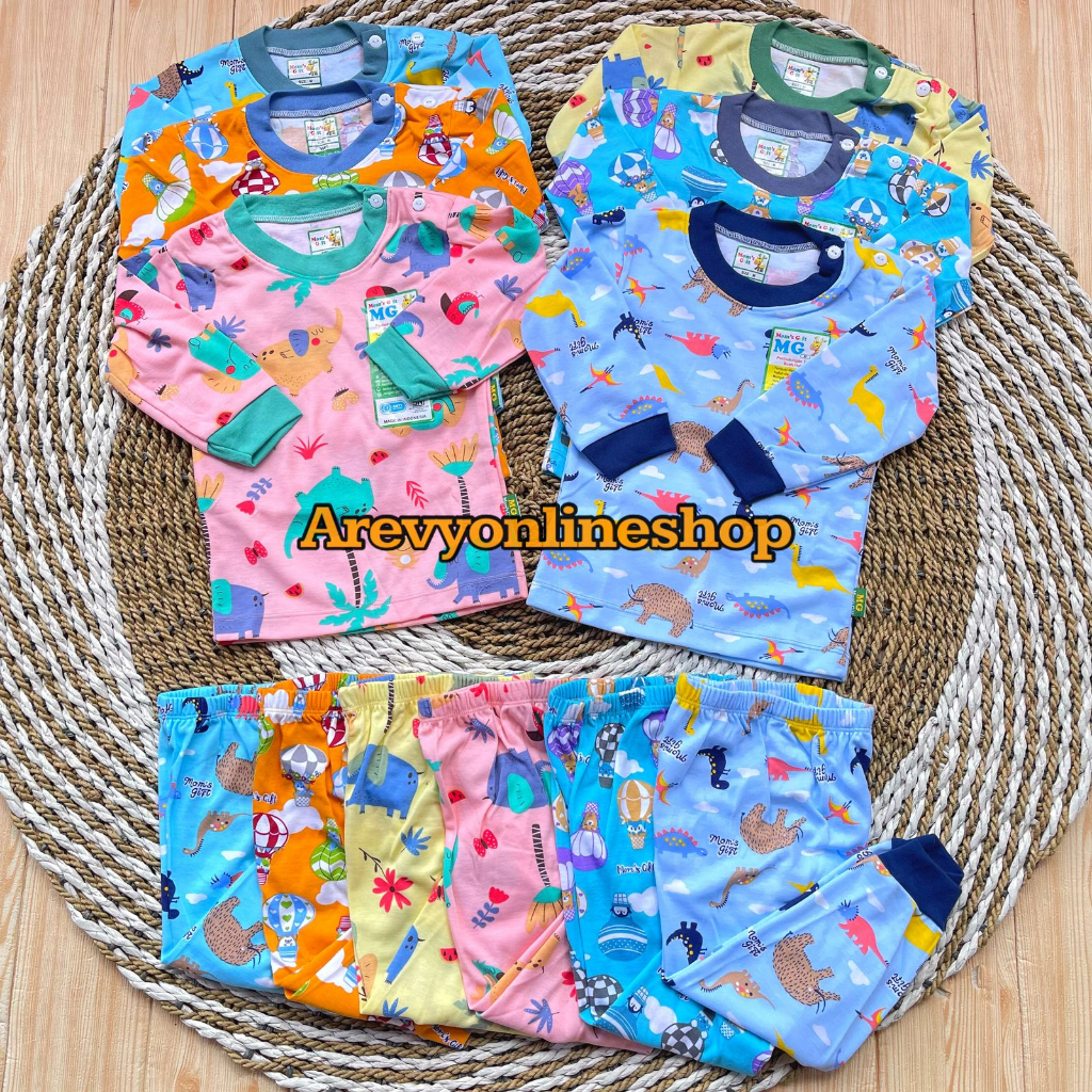 Setelan Baju Bayi Oblong Panjang Moms Gift Baju Panjang Celana Panjang Motif Baloon SML XL 4 Bulan - 4 Tahun