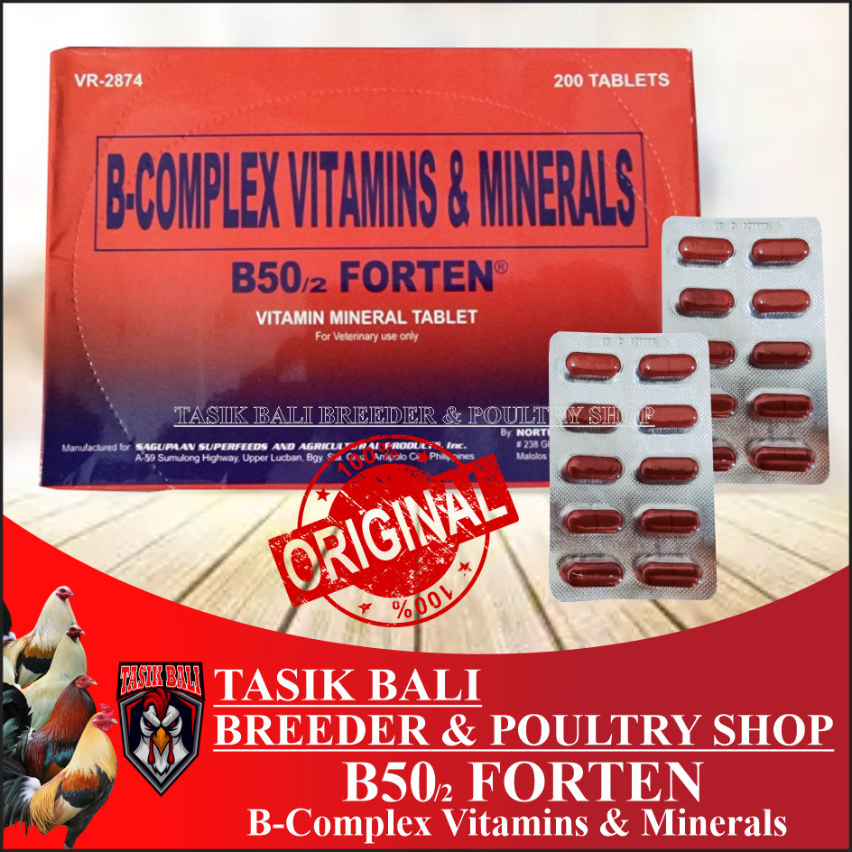 B50/² Forten ,B-Complex vitamins & Minerals untuk ayam aduan / per pepel