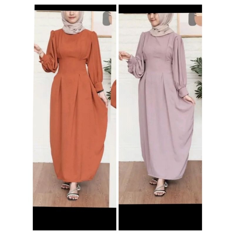 GAMIS CRINKLE LENGAN BALON