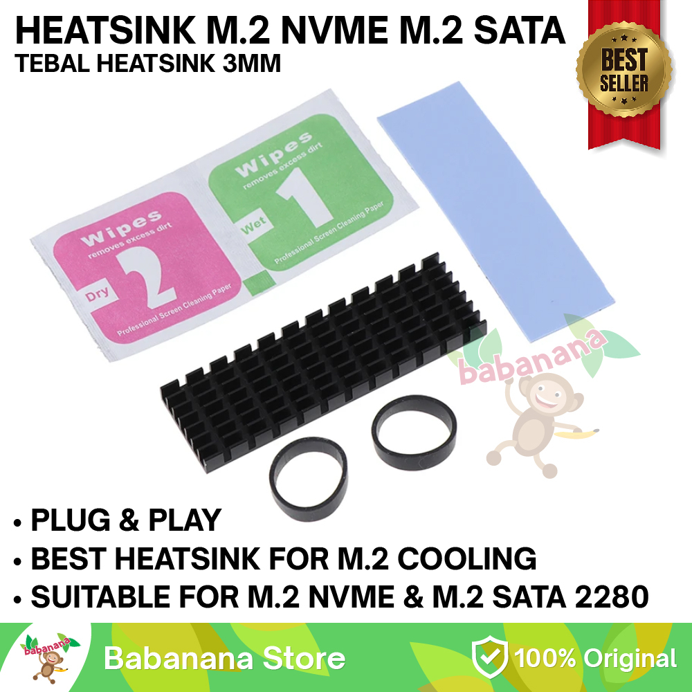 M.2 NVME M.2 SATA COOLING HEAT SINK HEAT SPREADER 2280 SSD Heatsink solid state Cooler Heat Thermal Black Wafer Tebal