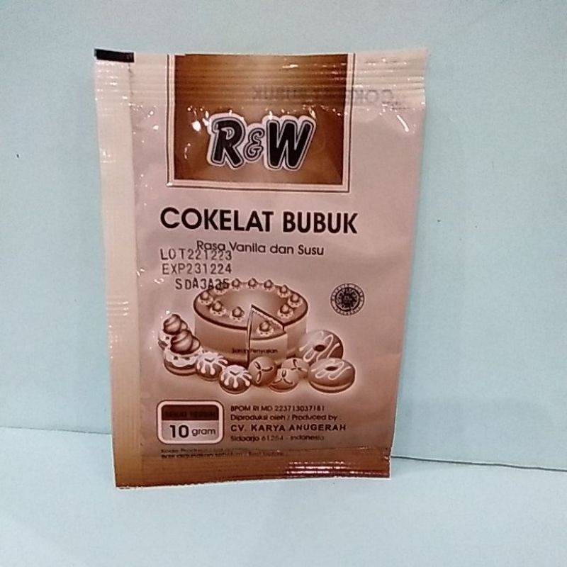 R&amp;W COKLAT BUBUK RASA VANILA DAN SUSU 10 GR