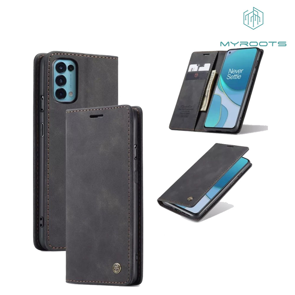 MR - Caseme  Oppo Reno 5F A94 F19 Pro 5G Leather flip wallet case dompet magnetic cover standing