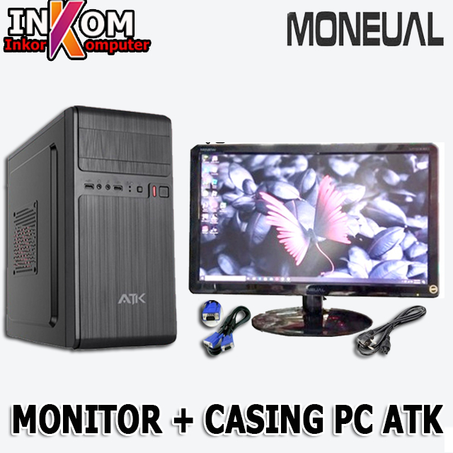 Monitor LED Moneual 24 Inch PC CCTV Plus Casing PC Komputer