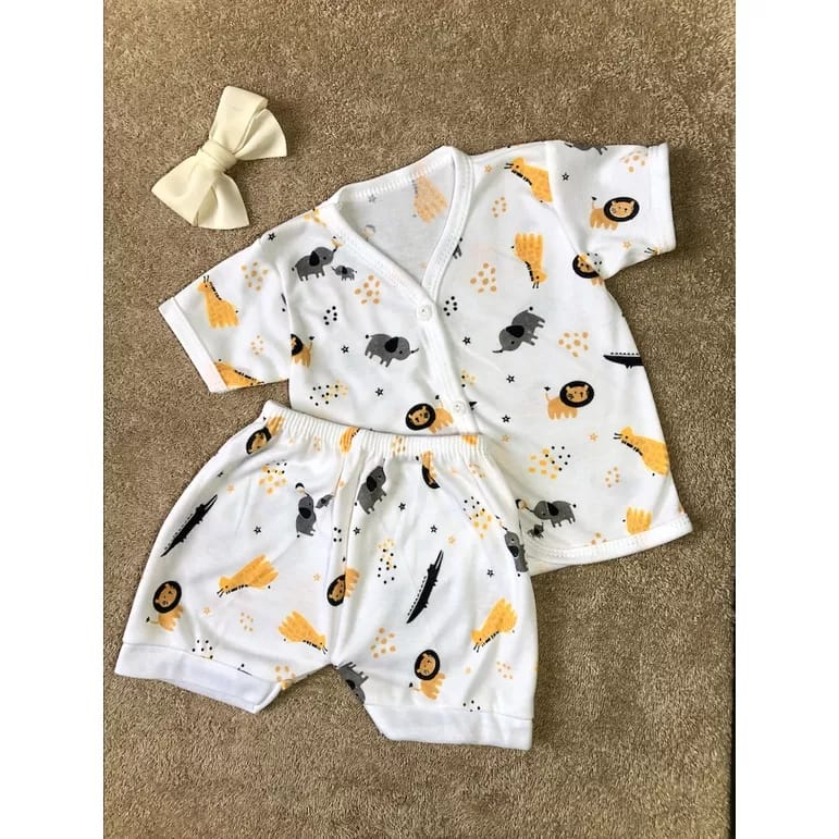 Setelan Baju Bayi Kancing Doubleknit Fullprint