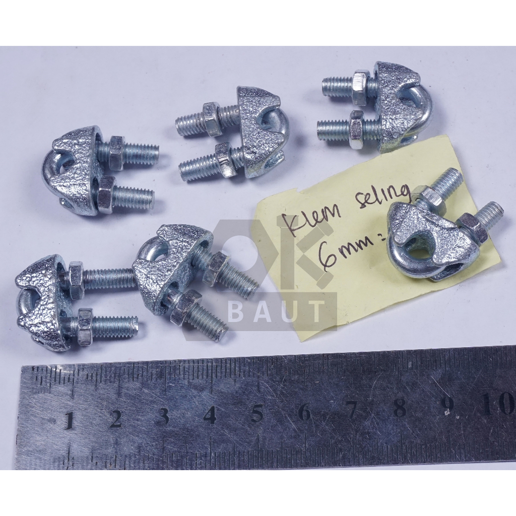 Klem seling 6mm (1/4") Steel Wire clip Klem kawat seling Kuku macan Klem kabel seling