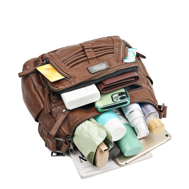 TAS SELEMPANG WANITA BRANDED IMPORT KULIT PREMIUM FASHION KOREA SLING BAG SHOULDER COKLAT BAHU BATAM KEKINIAN CEWEK CROWLEY TA803B7 REMAJA TERBARU MURAH