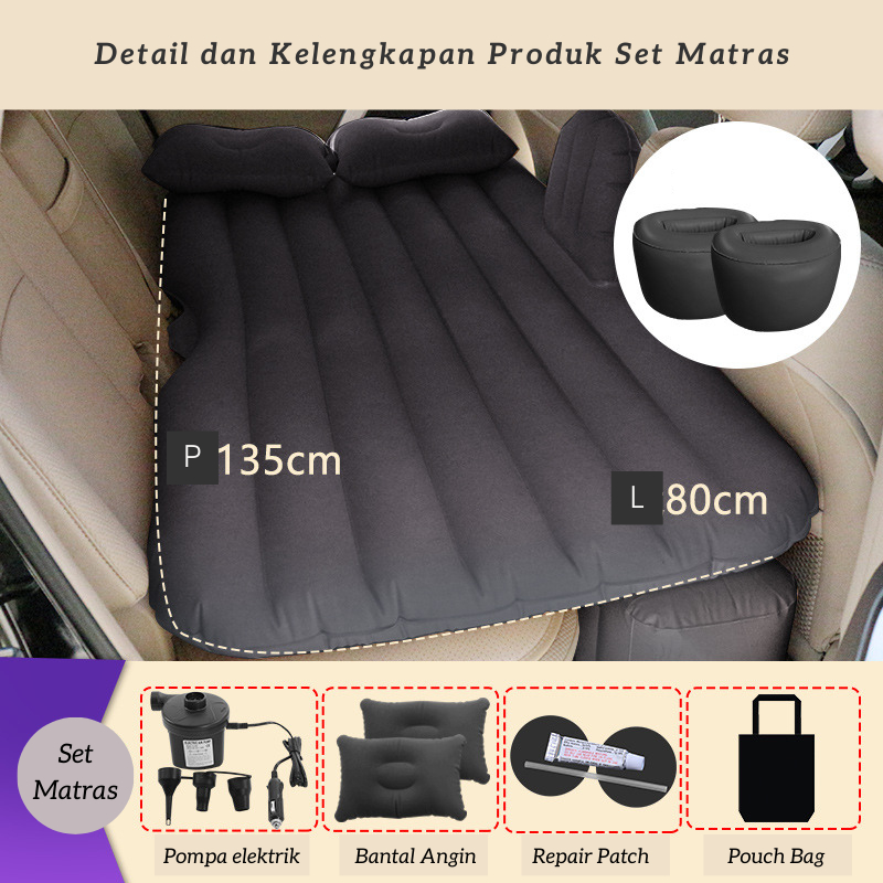 Matras Kasur Angin Tempat Tidur Mobil Standart Set Car Travel Inflatable Bed [ONE BEST ART]