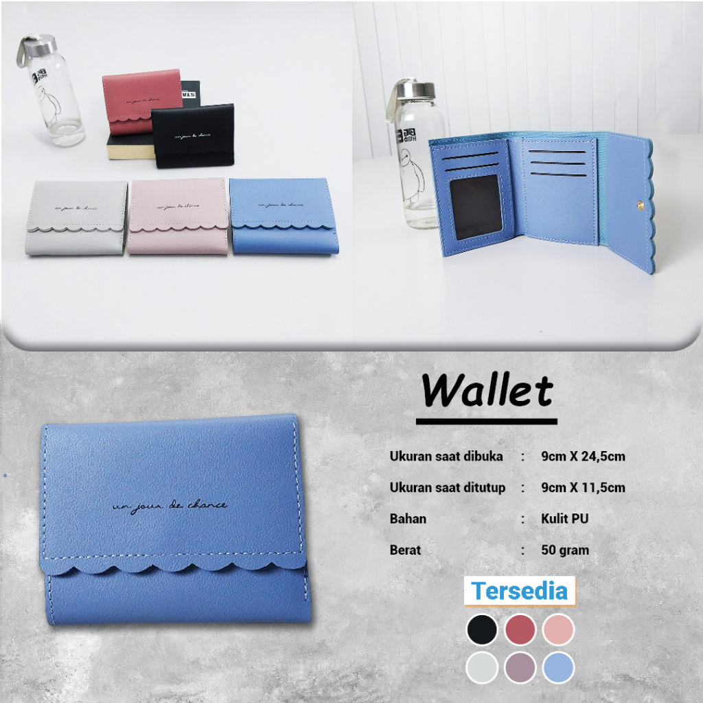 Satu7an D58 Dompet Lipat Mini Wanita Fashion Korea Style Kasual Dompet Cewek Motif Polos Kulit PU Women Wallet