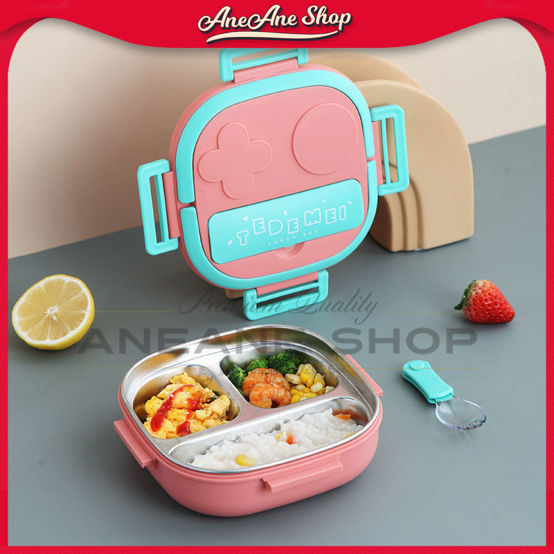 TEDEMEI Set Kotak makan anak Stainless 304 kids Lunch Box Set Premium