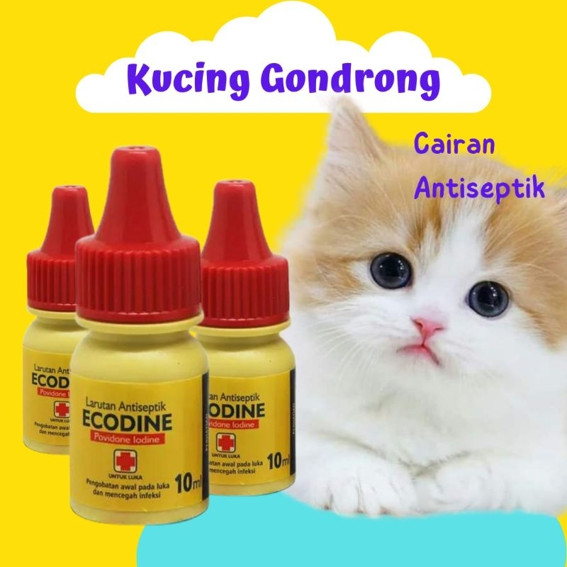 Antiseptik Ecodine 10ml Obat Luka Kucing Anjing Kelinci Anti Infeksi Cepat Kering