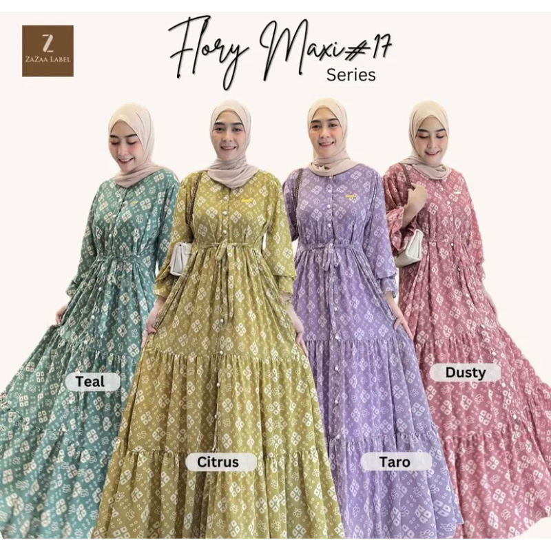 AACO FLORY MAXI DRESS VOL 17 By Zazaalabel GAMIS WANITA TERMURAH DRESS LEBARAN PREMIUM DRESS WANITA