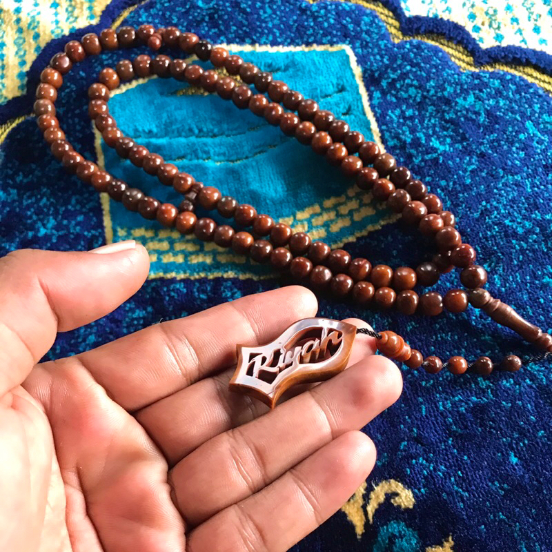 Tasbih Kaukah Terompah Nama bisa request Free Box dim 8mm Kaokah Asli