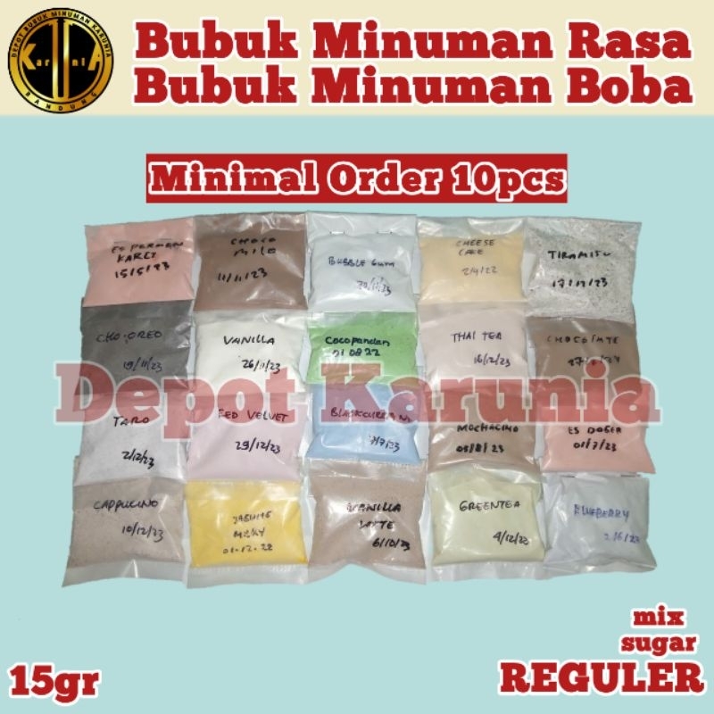 Serbuk Minuman Rasa Reguler 15gram Bubuk Minuman Boba Rasa Thai Tea Green Tea