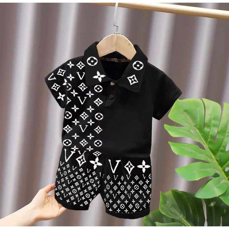 Setelan baju anak LV kerah laki laki 1-5 tahun