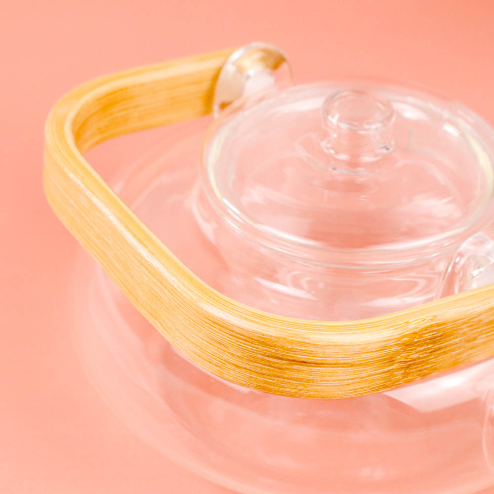 One Two Cups Teko Pitcher Gagang Kayu Glass Teapot Japanese Style 800 ml - 8CV101 - Transparent