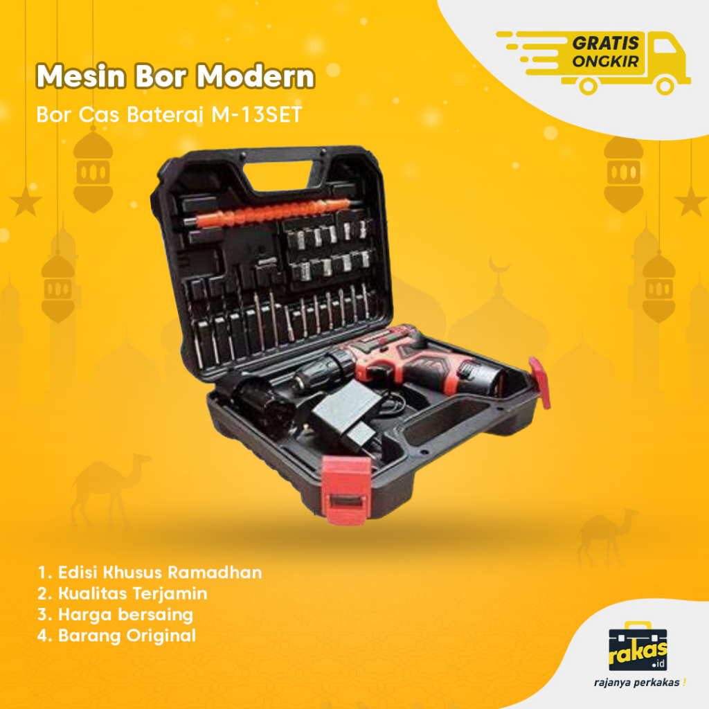 Mesin Bor Cas Baterai Modern M-13SET Berkualitas