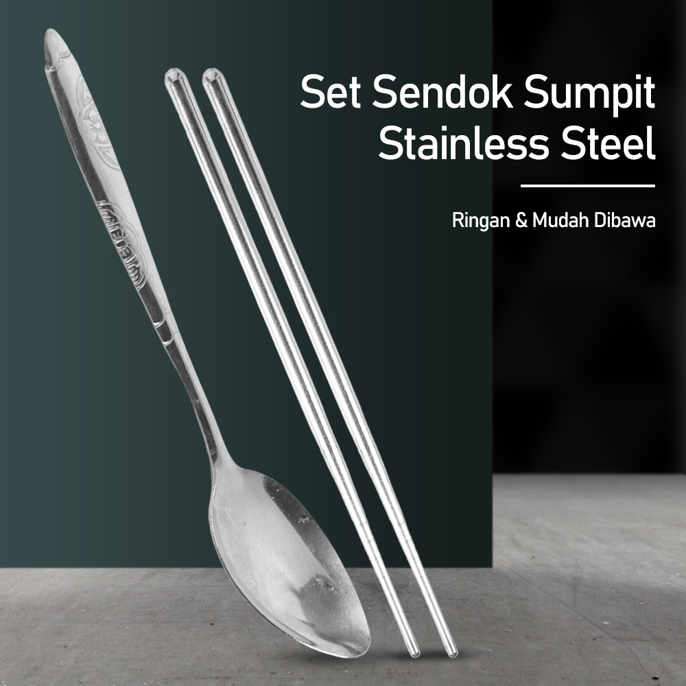 Set Sendok Garpu Sumpit Stainless Steel - SP055 - Silver