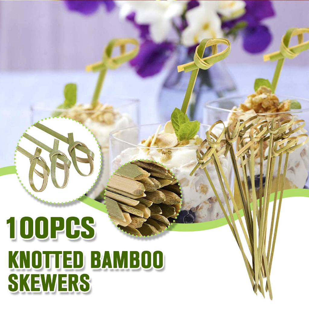 Bambu 100% Tusuk Buah Bambu / Tusukan Cocktail / Tusuk Bambu Cocktail / Tusuk Sate Buah 100 Pcs -
