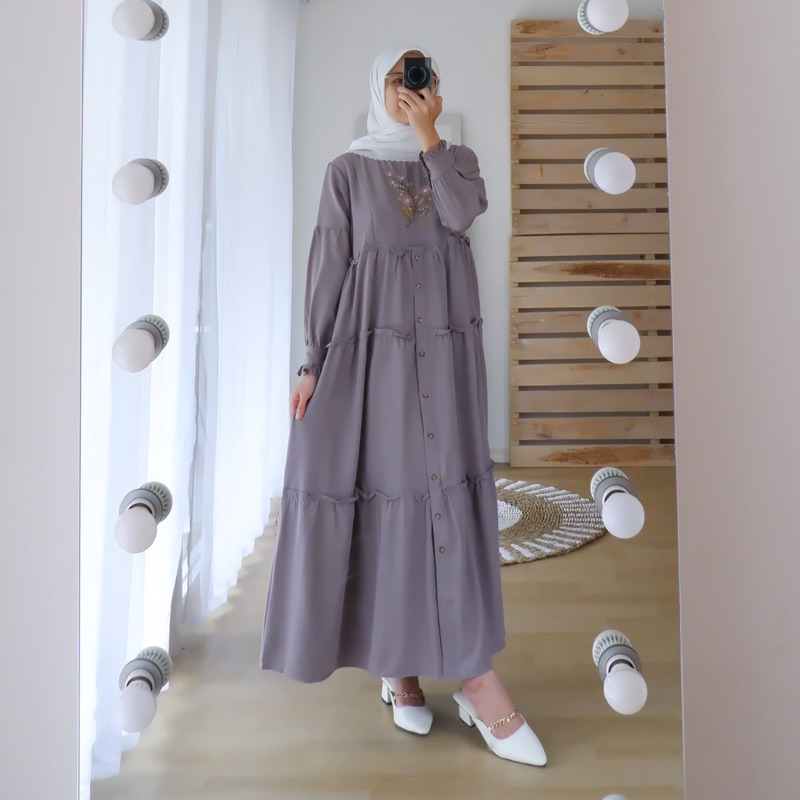 Bella Midi Dress || Dress shakila bordir || Dress Remaja Simple