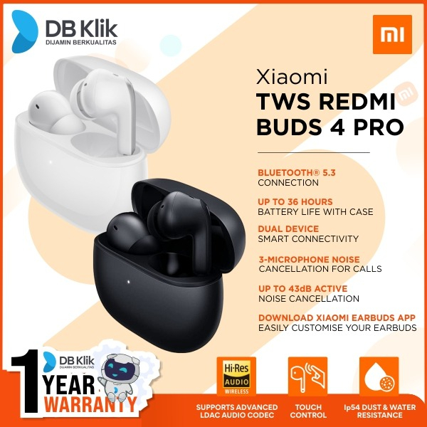 TWS Xiaomi Redmi Buds 4 Pro ANC 43dB LDAC Konektivitas Ganda