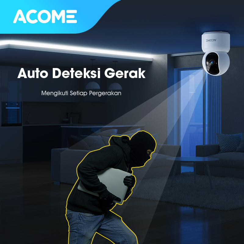 ACOME Smart Camera CCTV WiFi Indoor Camera Audio FULL HD 1296P 3MP Kamera No Blind Spot 2 Arah Garansi Resmi APC01