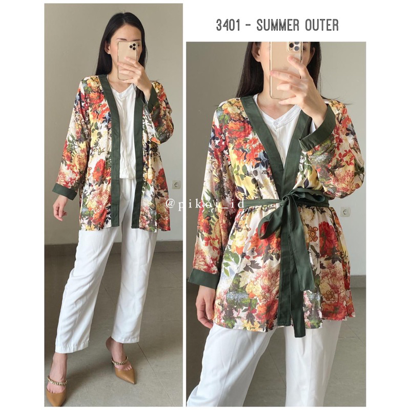 Cardigan pantai wanita lengan panjang / Long outer kimono summer / cardigan panjang katun rayon 3401