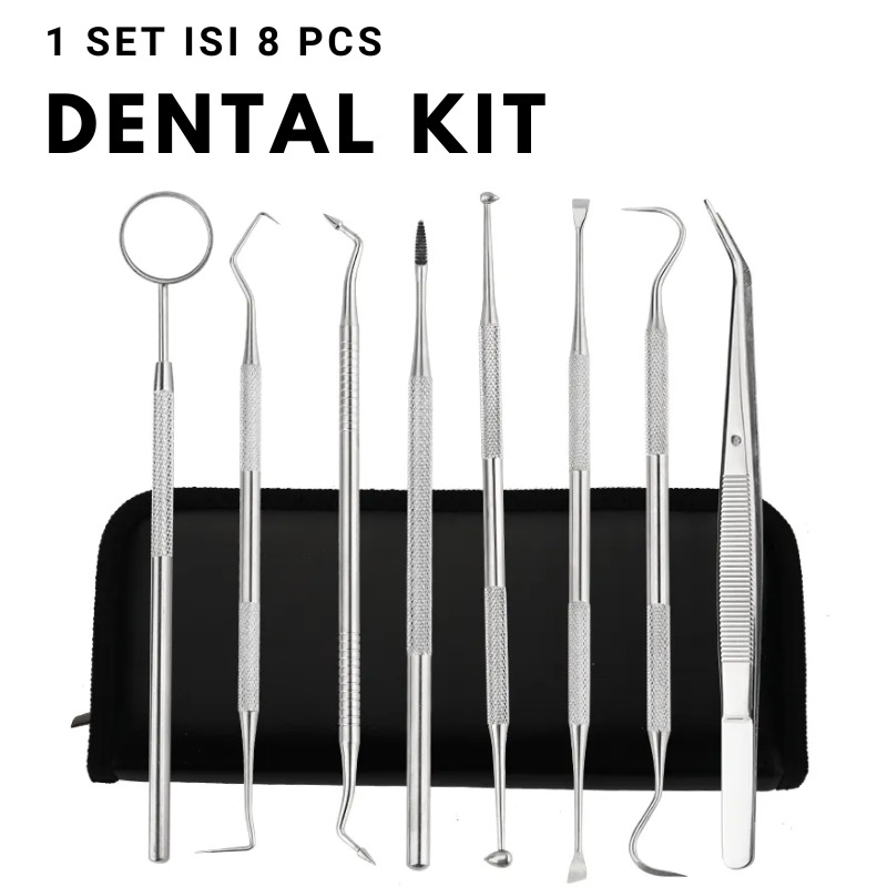 [GRAY.STORE 178] Dental kit set instrument perawatan gigi dokter gigi set 8pcs alat kedokteran -DKS8
