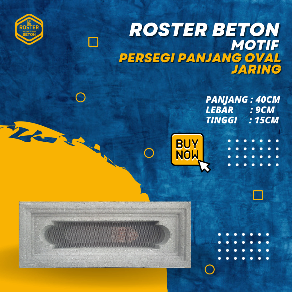 Roster Beton Minimalis untuk dekorasi rumah Atau Loster Beton  Motif Persegi Panjang Oval Ukuran 40*