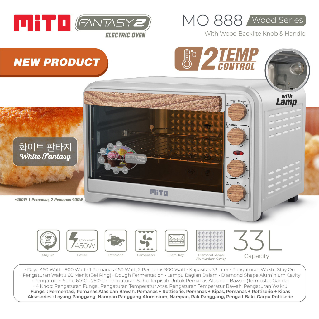 OVEN LISTRIK MITO FANTASY 2 MO 888 (33 Liter) Silver