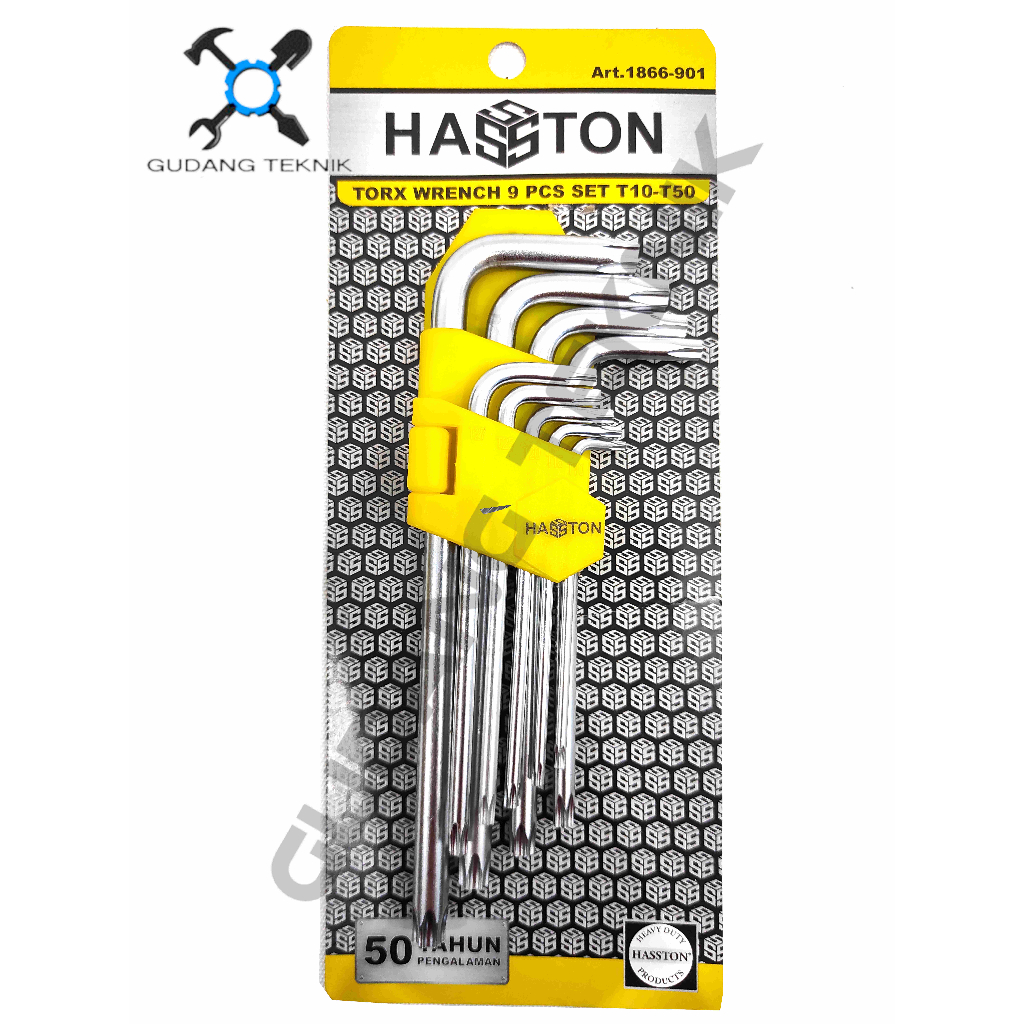 Kunci L Bintang PANJANG Set 9pcs 18cm 23cm 1866-901 HASSTON PROHEX / Kunci L Set Bintang 9 pcs 1866 902 Torx Wrench HASSTON