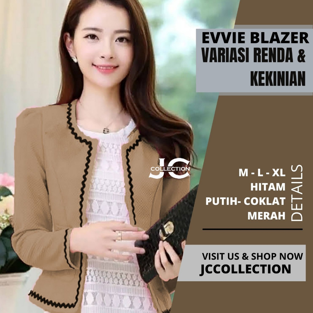 Blazer Kerja Wanita Korea Style Big Size Variasi Pita Efe size M - XL