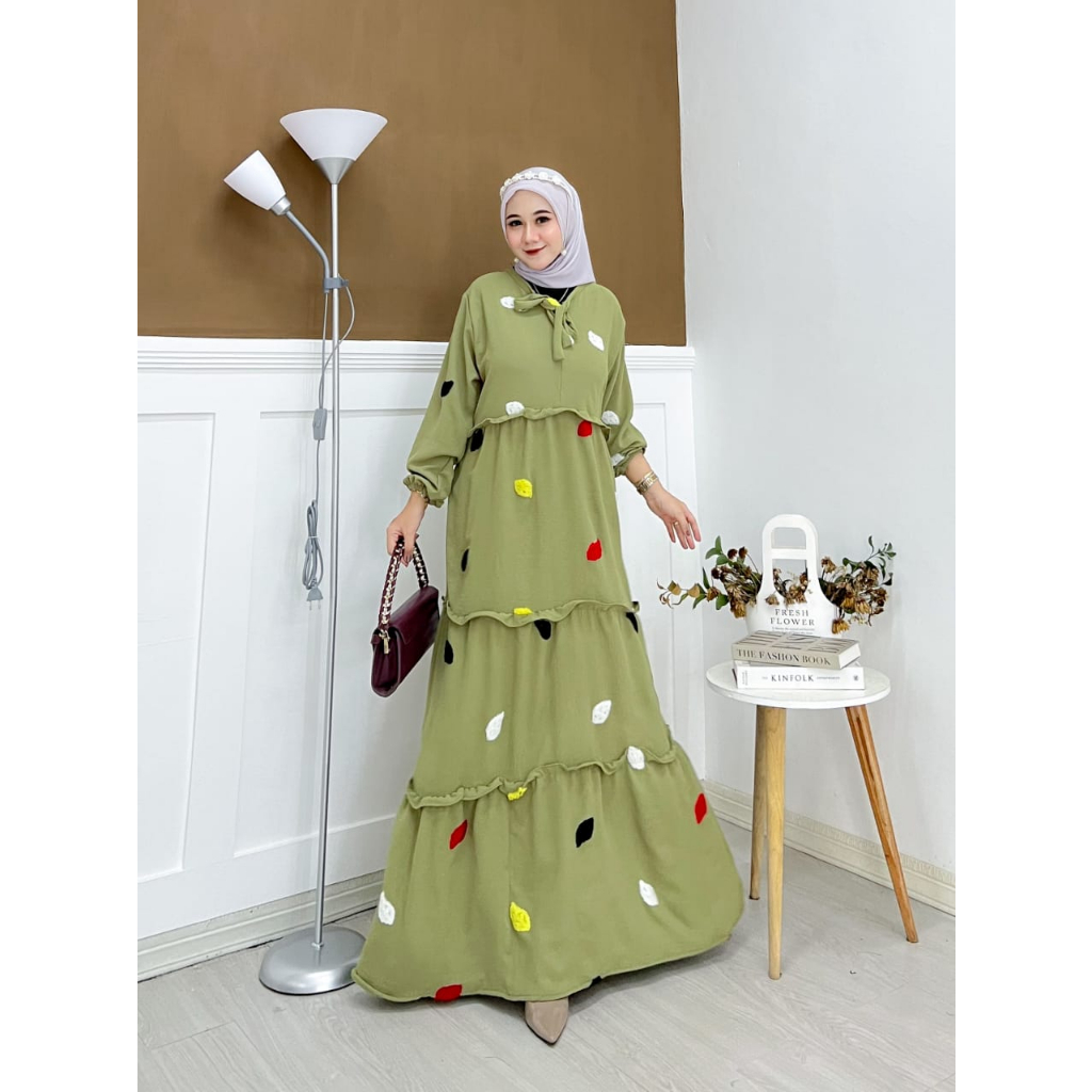 Dress Elisha Maxy Cey Bordir Gamis Cringkel