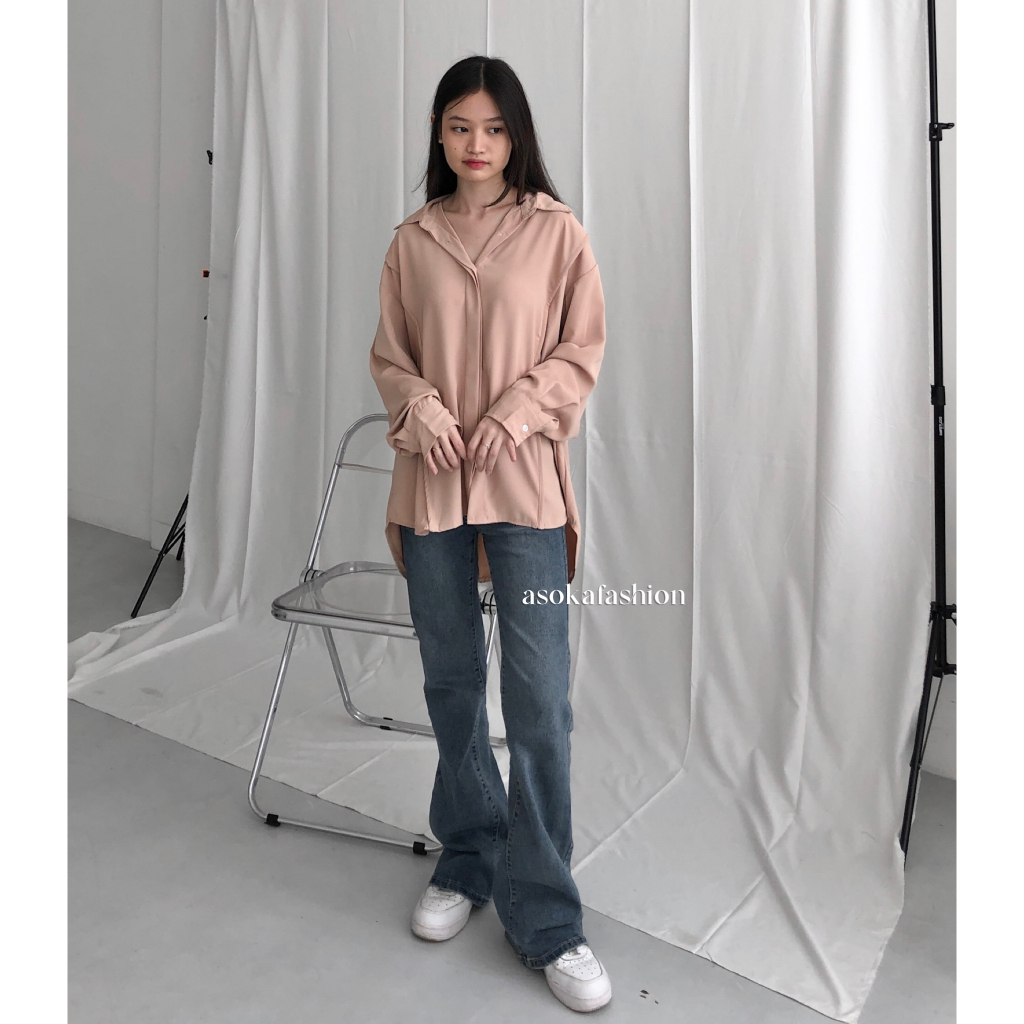 ASOKA Kenna Shirt 2182 - Loose Women Shirt - Kemeja Polos Anti Kusut Oversize Silky