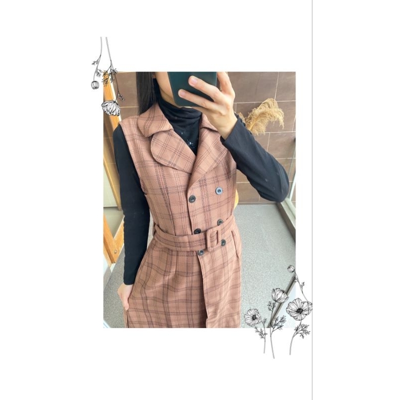 TARTAN MIDI VEST LINEN