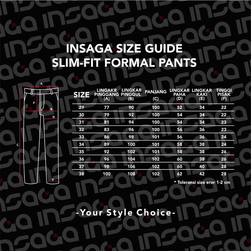 INSAGA Celana Bahan Kantor Pria Premium model slimfit celana panjang dasar formal