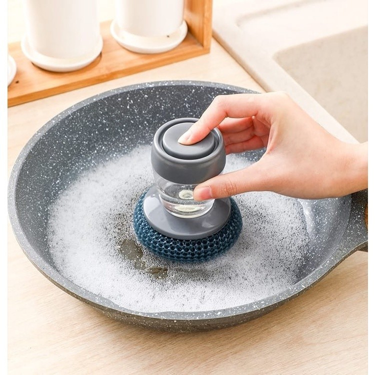 GROSIR - SABUT KAWAT BISA DIISI SABUN SABUT CUCI PIRING DENGAN DISPENSER SIKAT