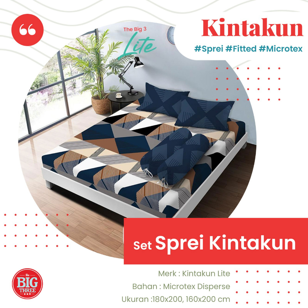 Kintakun Lite Sprei 180x200 / 160x200 motif Aruna Alora Adrian Belinda Darwin David Dakota Gabriel Margot Rafael Troy Grania Renata Stanley Zenovia Riana Renata Oriel Irmadel   -  King Queen 180 160 SP