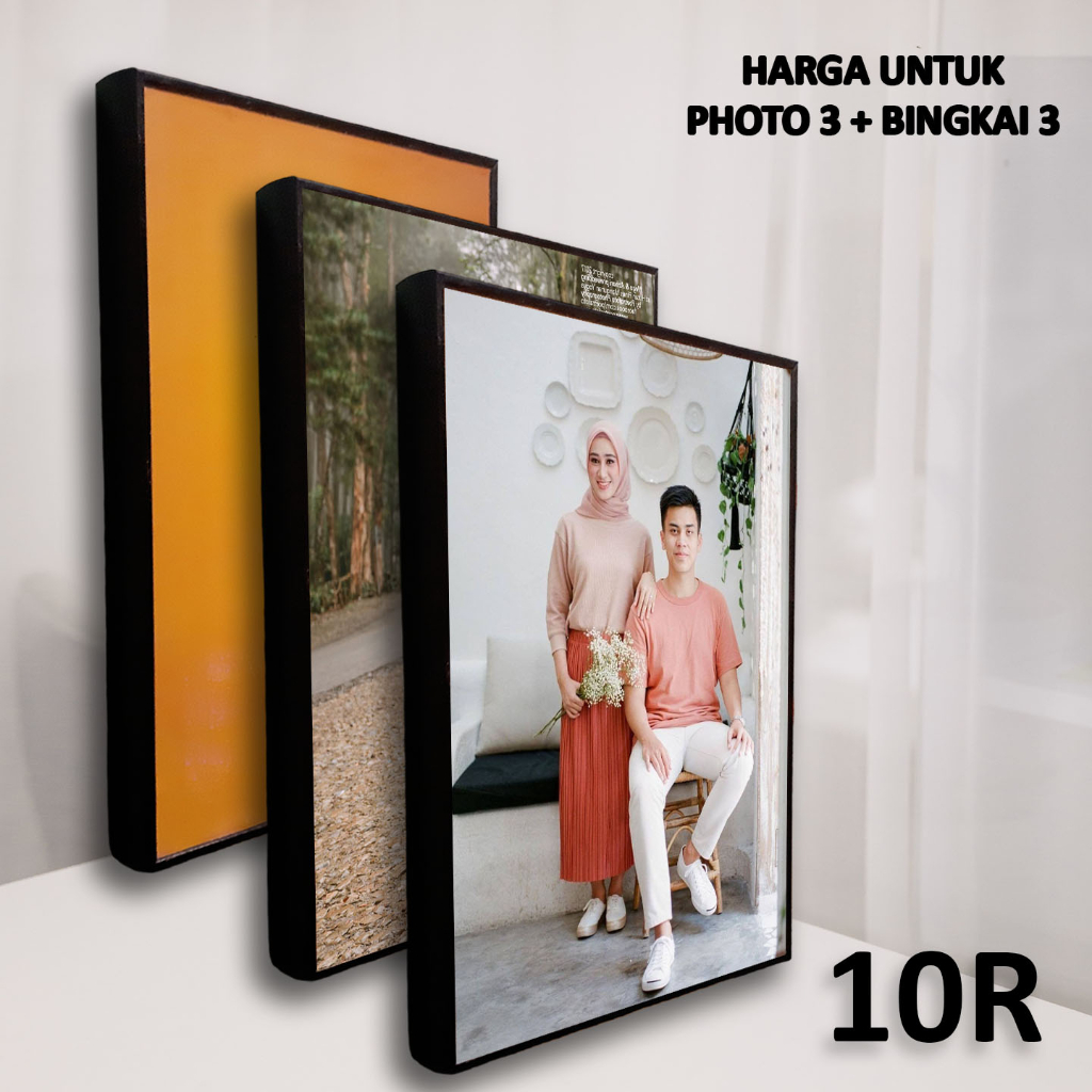 paket cetak 3 foto + bingkai frame box ukuran 10r/a4