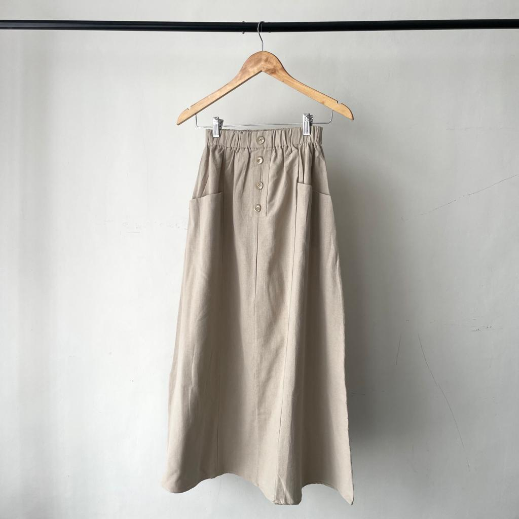 Michell Skirt | Rok Panjang Berbahan Linen [YEPPUOUTFIT]