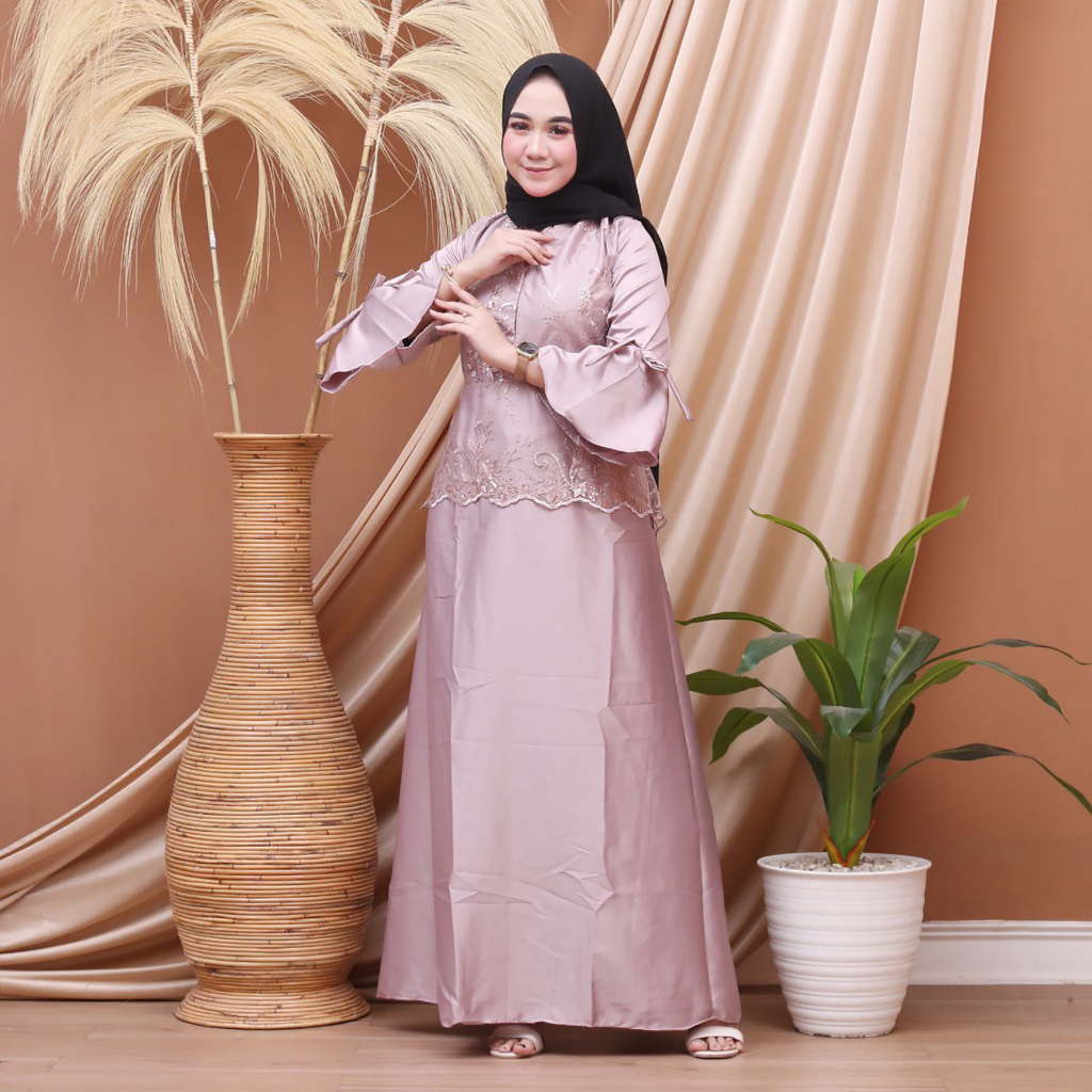 Saroja (581) Gamis Brokat Kekinian Gamis Mayasa | SJ Fashion