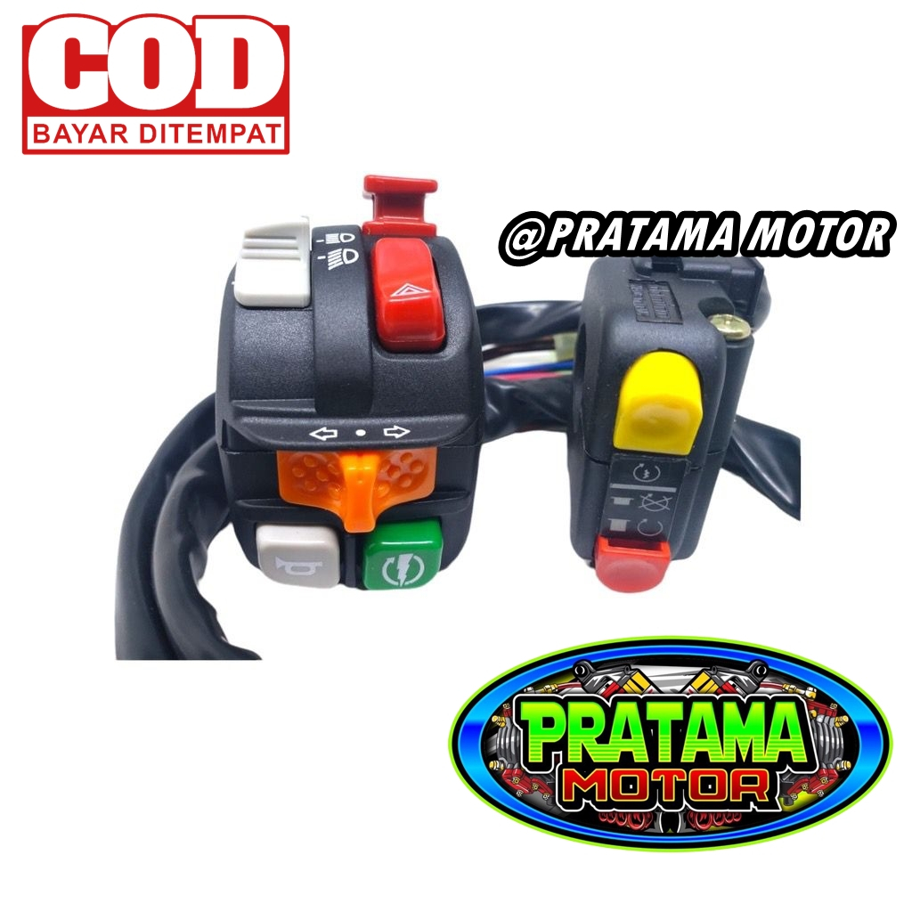 COD PROMO Paket Saklar Holder Set Kiri Honeywell+Kanan Starter Engine On/Off Universal DOMINO ITALY